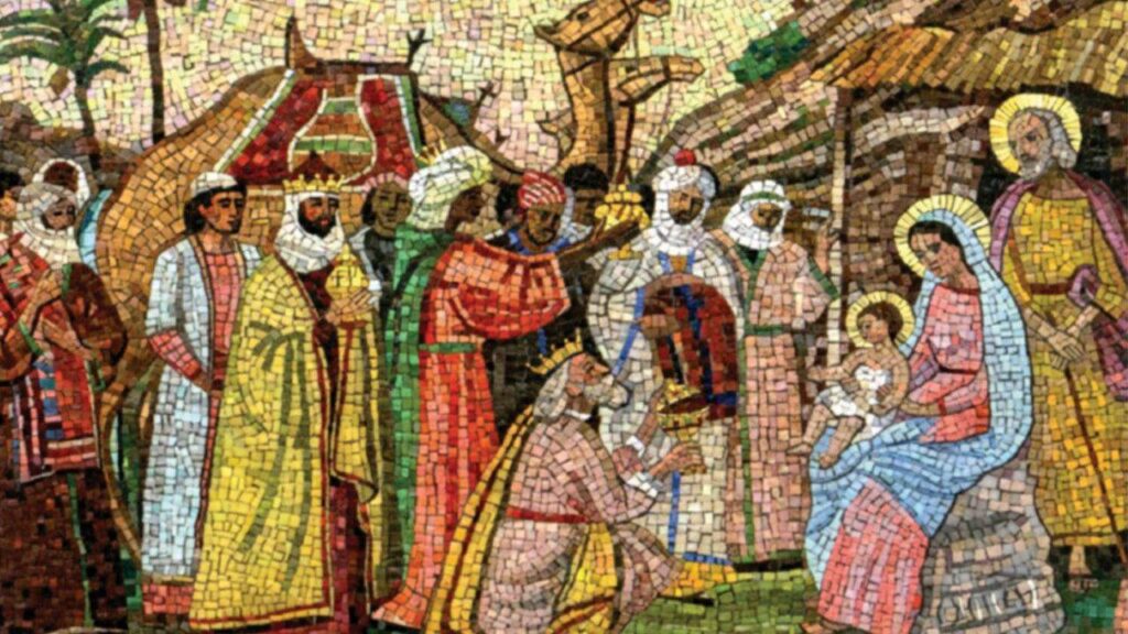 Pope Leo IV’s Christmas card 2025 Mosaic created by Italian artist Alberto Salietti for the papal apartment in 1955 and featured on the Pope's Christmas card 2025